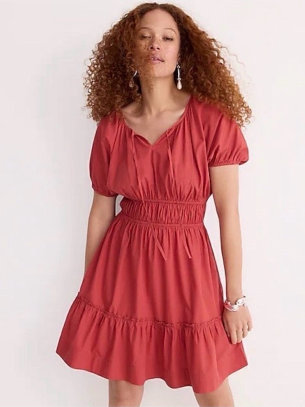 J Crew Cinched Waist Meredith A Line Puff Sleeve Dress Size M